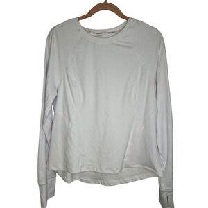 Spyder Active Womens White Ribbed Long Sleeve Thumbhole Athletic Large Shirt